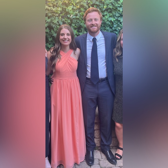 Azazie Elvira sunset flowy pleated chiffon bridesmaid dress in size A4. - Picture 7 of 8